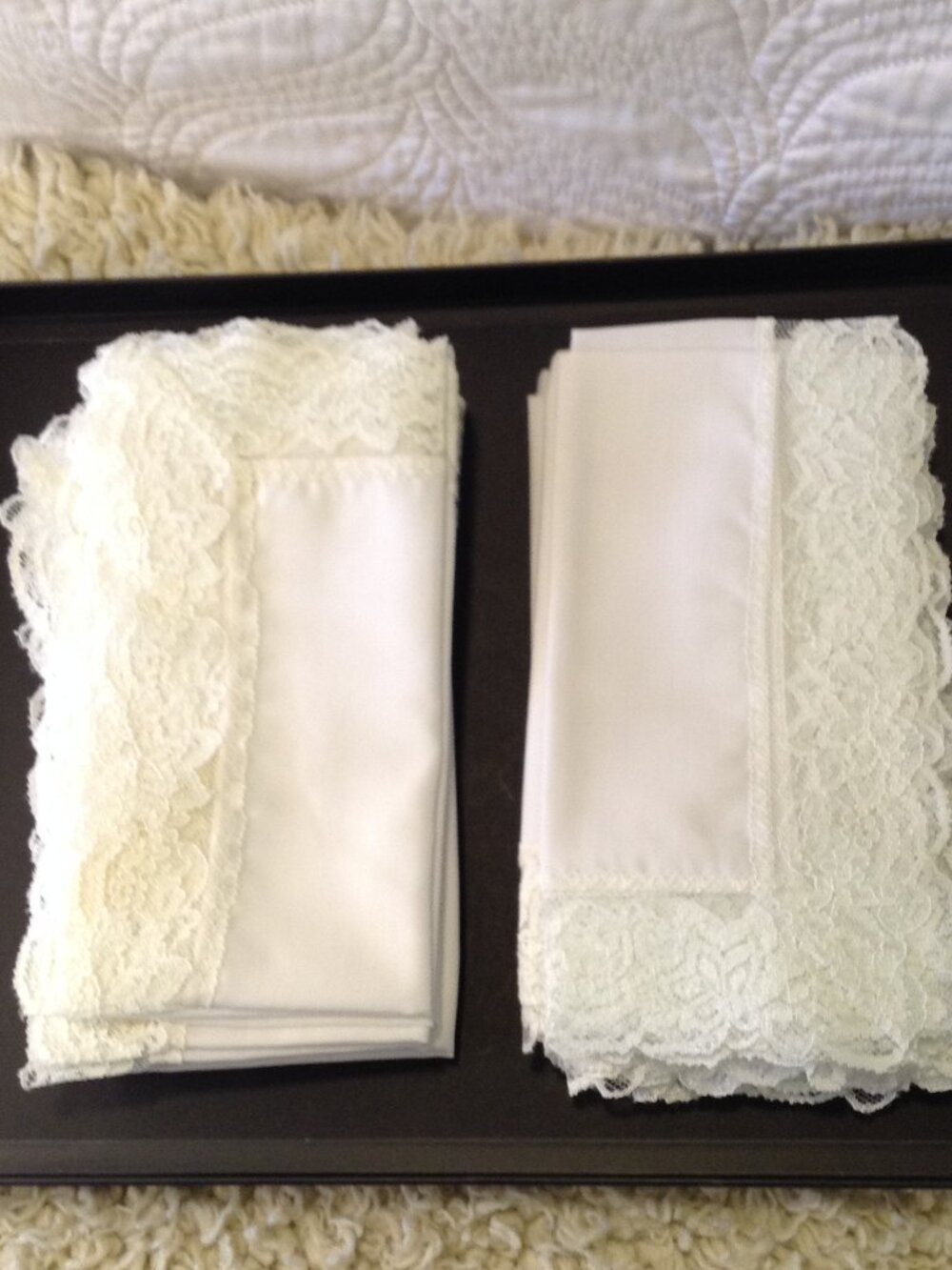 VTG (12) Cotton Chantilly Lace Napkins or Wedding Hankies Traditional Victorian